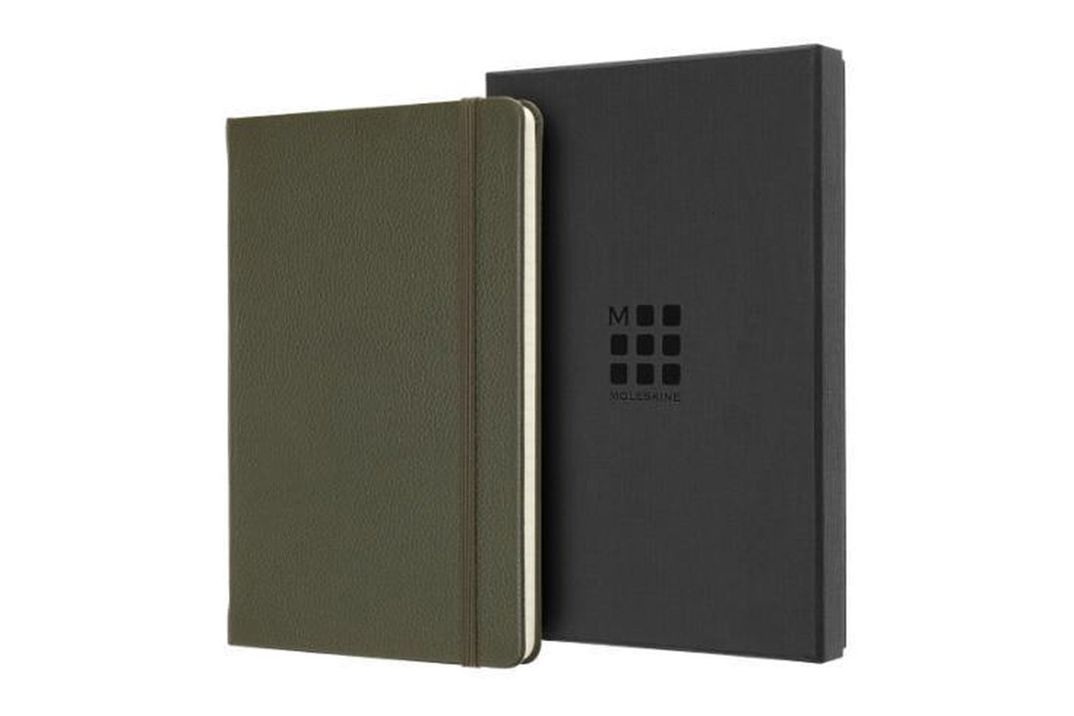 Moleskine Ruled Classic Leather Notebook in Box Large Moss Green